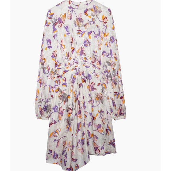 Zadig & Voltaire Rivage Jac Cut Gem Jewel Sparkly Flowers Silk-Blend Dress NWT S - Picture 6 of 13